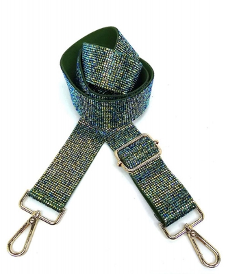 Rhinestone Guitar Strap RS038W GREEN AB